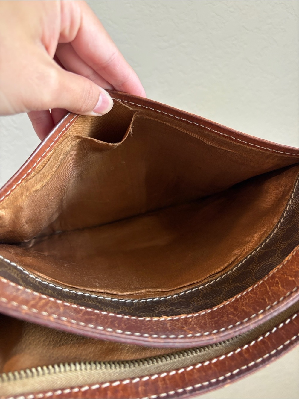 Celine Brown Monogram Leather Wristlet Clutch - Picture 7 of 12
